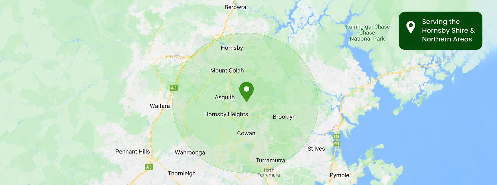 Call and Relief Pest Control Service Area Map - Hornsby Shire and Northern Areas